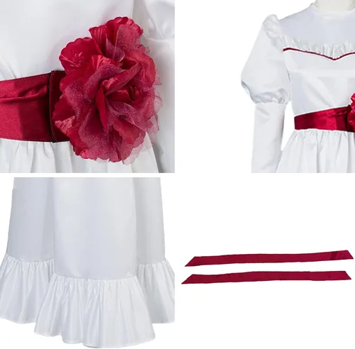 Vista 5 de Kirinboy Anna - Disfraz de Halloween de terror, vestido blanco para juegos de rol, vestido elegante