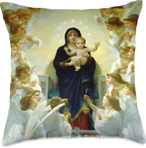 Vista 5 de Mary Queen of Angels Almohada de tiro 16x16, multicolor