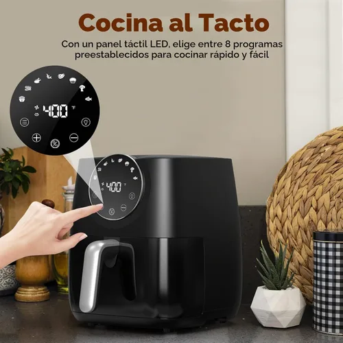 Vista 3 de JOYAMI Freidora de aire de 6 cuartos de galón, freidora de aire con ventana, recetas en línea, 8 funciones de cocción para freír al aire, hornear