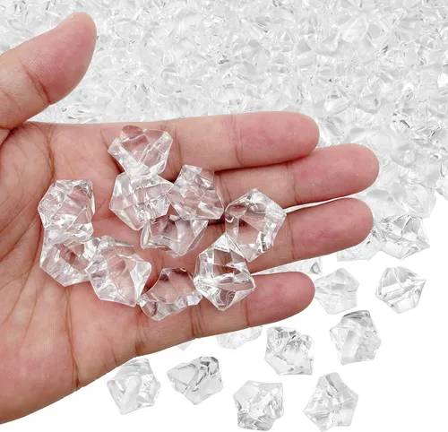 Vista 19 de Cubitos de hielo falsos, 1000 piezas de rocas de hielo acrílicas para centros de mesa, 0.433 x 0.551 in de dispersión de mesa de hielo artificial