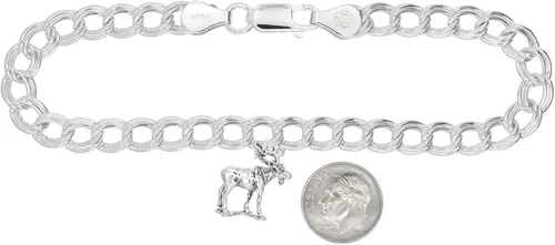 Vista 2 de Pulsera de plata de ley con dije de alce mediano en 4 milímetros