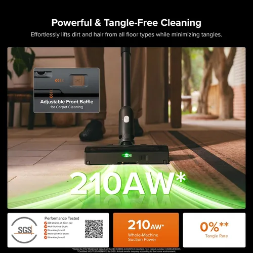 Vista 3 de Roborock H60 Hub Ultra Aspiradora Inalámbrica con Estación de Vaciado Automático, Aspiradora de Mano con Succión Mejorada de 210AW para el Hogar