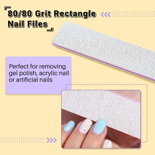 Vista 3 de TsMADDTs Lima de uñas, 21 limas de grano 80 80, tableros de esmeril de doble cara para uñas de gel acrílico natural, herramientas de manicura
