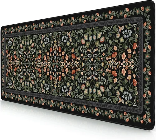 Vista 27 de iCasso Alfombrilla de mouse estética pequeña con diseño floral, mini alfombrilla de mouse portátil rosa, antideslizante y cómoda, de tela para mouse
