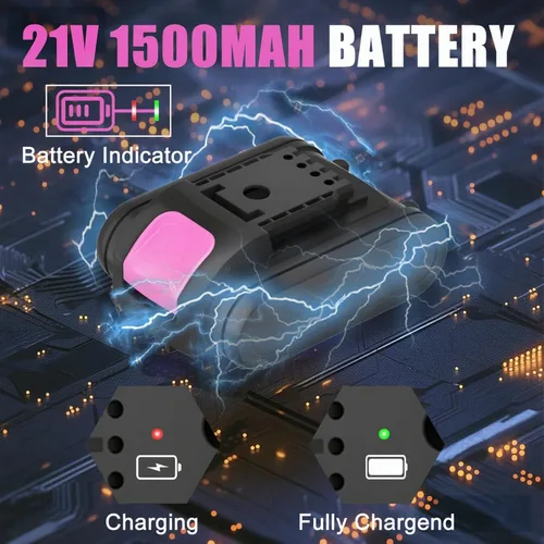 Vista 3 de GardenJoy Juego de Taladro Inalámbrico de 20V, Kit Eléctrico de Potencia 2 Baterías Con Cargador 30Nm 2 Velocidades Portabrocas Sin Llave de 3/8
