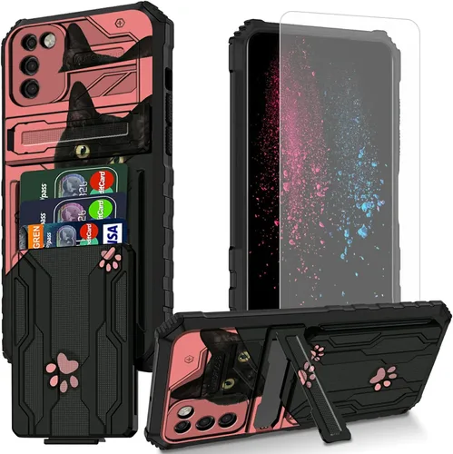 Vista 10 de Funda para teléfono Samsung Galaxy A54 con protector de pantalla, funda con ranura para tarjetas desmontable incorporada, con función atril, a