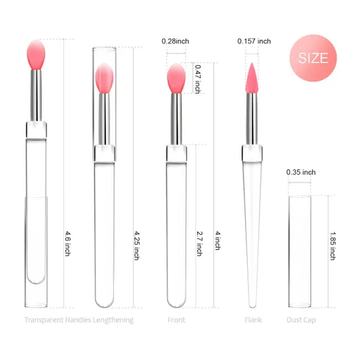 Vista 3 de Cepillo de silicona para labios, aplicador de lápiz labial con tapa, 8 brochas de maquillaje reutilizables, varitas de brillo de labios, herramienta