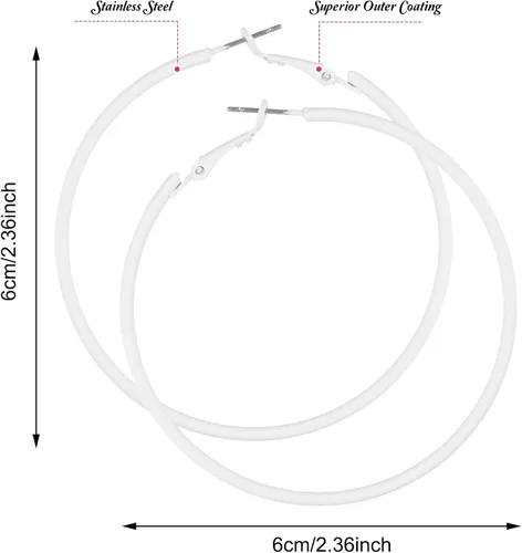 Vista 4 de 2Pcs Hoop Earrings for Women 70s 80s 90s Large Retro Neon Earrings 60mm Hoop Earrings Cute Beach Earrings Party Earrings Accessories for Women