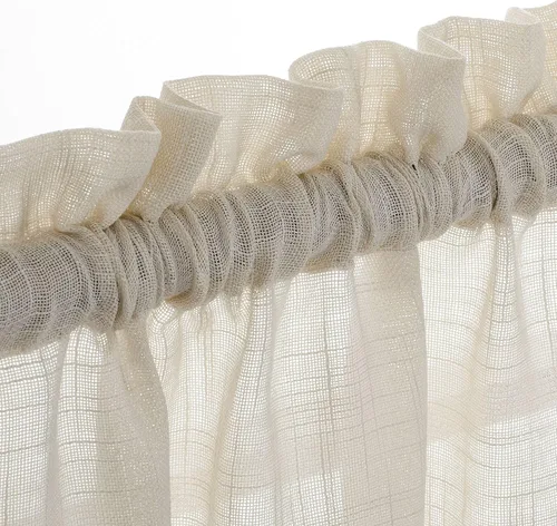 Vista 2 de Diamond Home Linens 2 paneles cortos con bolsillo para barra, filtrado de luz, de lino, texturizado, para ventanas pequeñas, 27 pulgadas de ancho x