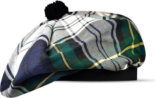 Vista 52 de Sombrero escocés Tam o Shanter Gorro escocés Tartan P.V Tartan (poliviscosa) Mezcla de lana con pompón Talla única para todos.