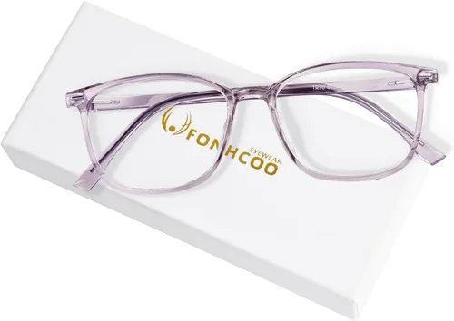 Vista 6 de FONHCOO Gafas de bloqueo de luz azul para mujeres y hombres, TR90, marco de moda, gafas de luz azul para computadora Café