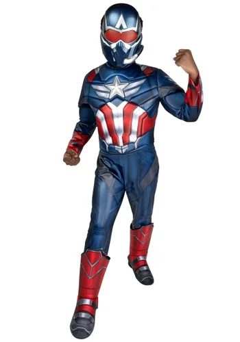 Vista 2 de Disfraz Deluxe de Capitán América Sam Wilson para Niño Multicolor