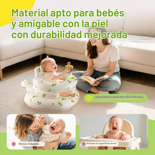 Vista 6 de Asiento inflable para bebés de 3–36 meses, Silla de piso Sit Me Up de SSyang con bomba de aire incorporada, Silla de bebé de apoyo para aprender a