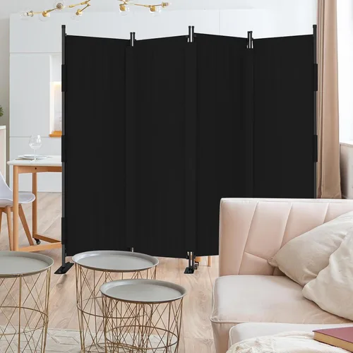 Vista 11 de Divisor de habitación de 3 paneles y pantallas de privacidad plegables con 4 pies de metal curvos, divisor de pared de cubículo para particiones
