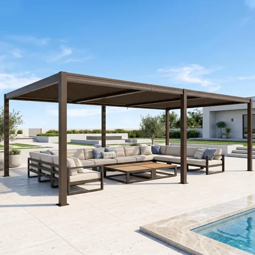 Vista 17 de Domi Pergola Screen All Aluminum, sombra de privacidad, 1 paquete, marrón