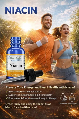 Vista 6 de HoneyCombs Vitamina B3 Niacina Líquida 500% DV Niacinamida B3 Suplemento Sublingual Complejo B Vitamina - Hecho en Estados Unidos - Niacina Vitamina