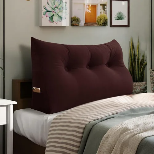 Vista 54 de Almohada de cuña doble gruesa de 8 libras para cabecero de dormitorio universitario, almohada de cuña de terciopelo con respaldo triangular
