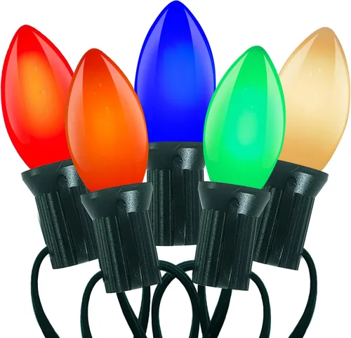 Vista 18 de C7 Luces de Navidad para Exteriores 25 Pies Luces de Cadena LED de Navidad con 27 Bombillas LED Multicolor (2 de Repuesto), Luces de Cadena