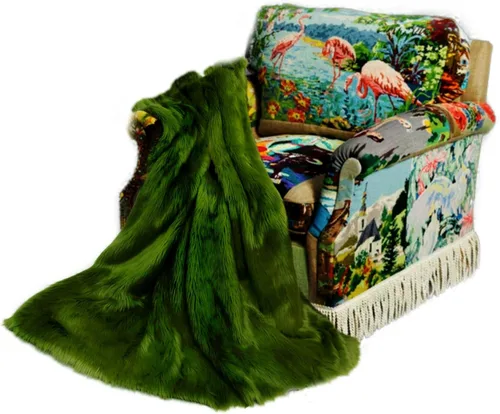 Vista 61 de Manta de felpa de piel sintética, manta de piel moderna, manta pequeña para bebé, pelo largo, color negro, peludo - Fur Accents (2 x 3 pies, negro)