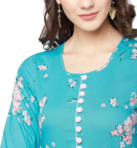 Vista 5 de Tissu Vestido de mujer estampado acampanado Kurta