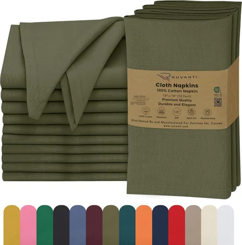 Vista 24 de Ruvanti - Servilletas de tela, paquete de 6, 45x45 centímetros, 100% algodón, lavables, suaves y absorbentes, perfectas para bodas, cenas de Belleza