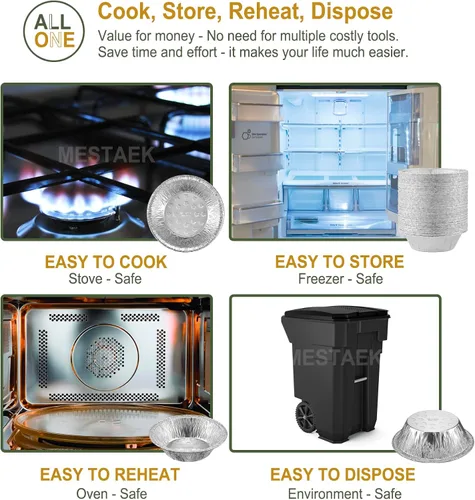 Vista 6 de Mini moldes para tartas de papel de aluminio de 5 pulgadas, paquete de 100