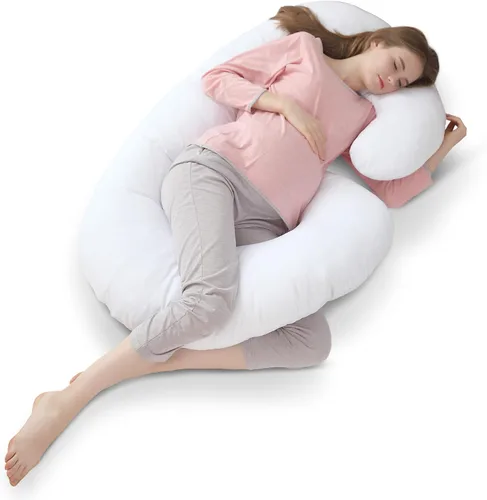 Vista 5 de Cheer Collection Funda de almohada blanca para almohada en forma de J