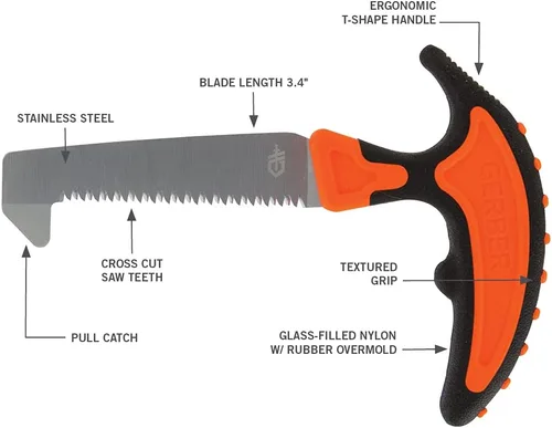 Vista 5 de Gerber Gear Vital Pack - Sierra compacta, hoja de diente de sierra de acero inoxidable para camping, caza y senderismo con funda Lightweight