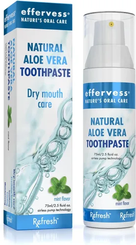 Vista 2 de Effervess Rx Refresh - Pasta de dientes natural sin flúor de aloe vera - Cuidado de la boca seca - Naturalmente calmante e hidratante - Refresca