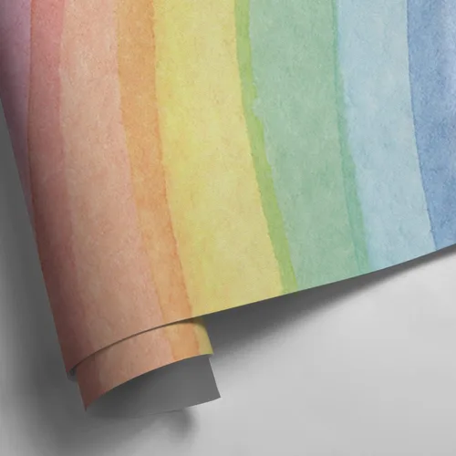 Vista 4 de Alwayspon Mural de pared de tela de arco iris, autoadhesivo, adhesivo de pared para decoración de habitación de niños, cuarto de bebé, acuarela