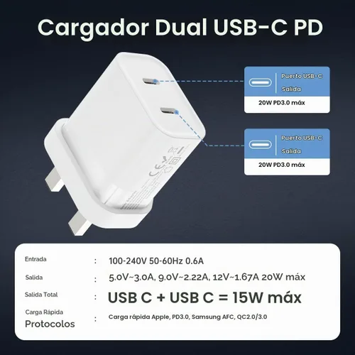 Vista 2 de Reino Unido USB tipo C cargador rápido tipo G Londres/Inglaterra/Dubai
