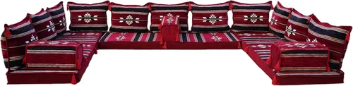 Vista 14 de Sofá de piso modular hecho a mano arabicsofa – Asiento oriental Majlis con cojines de respaldo
