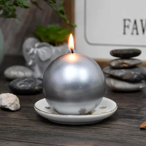 Vista 5 de Zest Candle Velas de bola de 6 piezas, 3 pulgadas, plata metálica