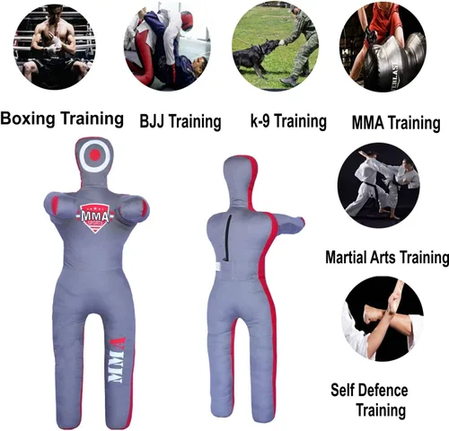 Vista 6 de MMA Deportes Brasileño JIU Jitsu Grappling Sumisión Lanzamiento Maniquí Punzonado Bolsa Pesada Kick Boxing Dummies SIN LLENAR Gris