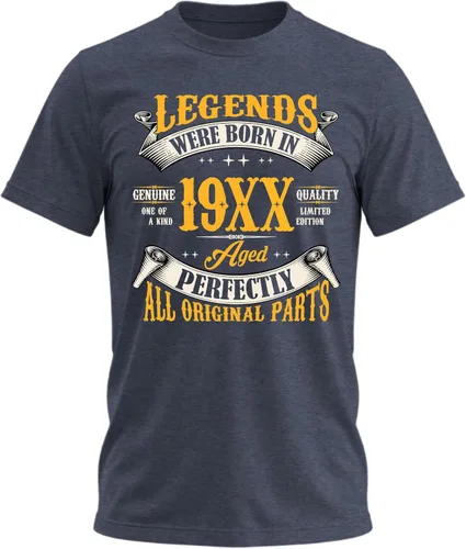 Vista 53 de Camiseta de cumpleaños para hombre, leyendas nacieron en 19XX, camiseta Negro
