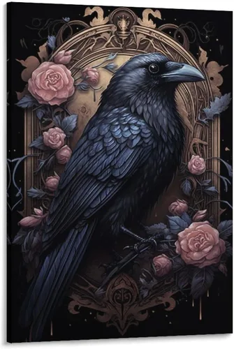 Vista 11 de HHGaoArt Lienzo gótico para pared, póster de fantasmas de Halloween, imagen espeluznante en lienzo