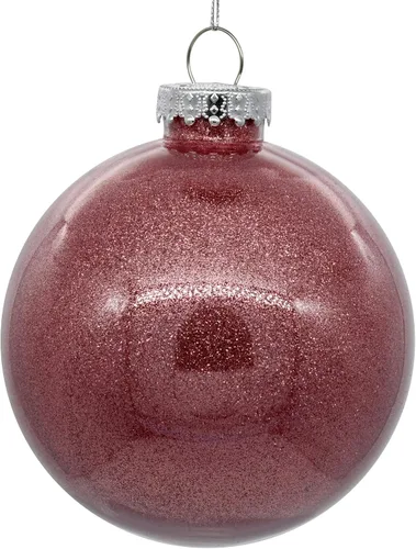 Vista 27 de Vickerman Adorno navideño de bola transparente de 3 pulgadas con interior de purpurina dorada antigua. Oro envejecido
