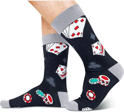 Vista 3 de HAPPYPOP Casino Gifts for Men Women Gambling Poker Gambler Las Vegas Gifts, Casino Poker Socks