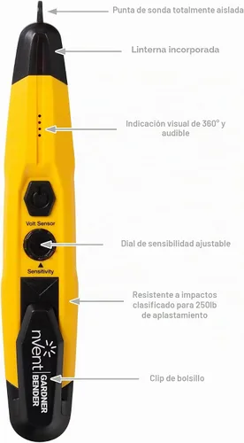 Vista 5 de Sperry Instruments VD6509 - Detector ajustable sin contacto con linterna, listado cETLus, 1, 5 almejas/probador de voltaje maestro, amarillo