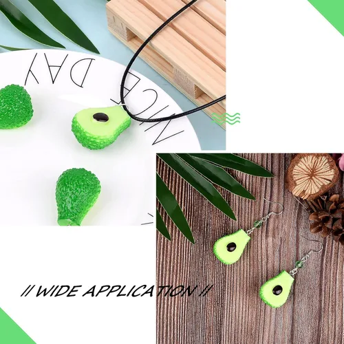 Vista 3 de Mega Pet 10 dijes colgantes de resina con diseño de aguacate verde, lindo adorno colgante de comida de imitación de 29 ~ 1.220 in para manualidades