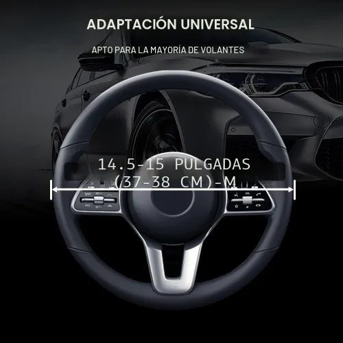 Vista 2 de Funda para volante de automóvil, funda para volante de piel de microfibra con ajuste universal de 14.5-15 pulgadas, antideslizante, cómoda