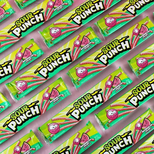 Vista 8 de Sour Punch Pajitas, sabor a fruta de sandía, bandeja de 2 onzas (paquete de 24), dulces suaves y masticables