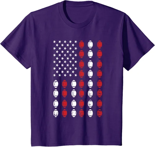 Vista 18 de Camiseta patriótica de jugador atleta del 4 de julio de fútbol americano, Negro