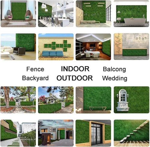 Vista 5 de Sunnyglade 12 piezas de paneles de madera artificiales de 10 x 10 pulgadas, planta de seto tipo arbusto, pantalla de privacidad con protección