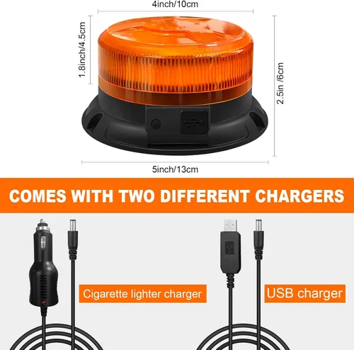 Vista 7 de AnTom, luz estroboscópica magnética inalámbrica, luces de baliza LED impermeables recargables para camiones, advertencia de emergencia intermitente