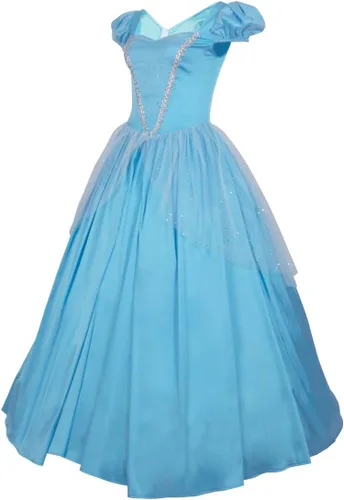 Vista 2 de Vestido de princesa azul de lujo para mujer, disfraz de fiesta de baile de Halloween