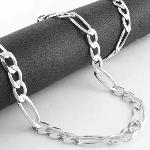Vista 2 de PORI JEWELERS 10K White Gold 2MM,2.3MM, 5.5MM Figaro 3+1 Link Chain Necklace - Size 14"-30