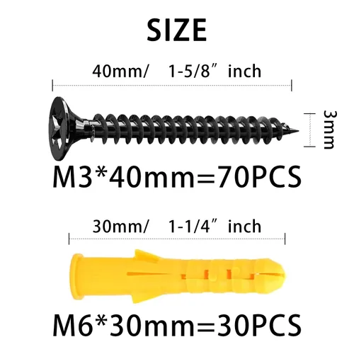Vista 2 de Tornillos de madera M3 de 1-5/8 pulgadas, tornillos de madera cortos, tornillos pequeños de cabeza plana, tornillos autorroscantes para paneles