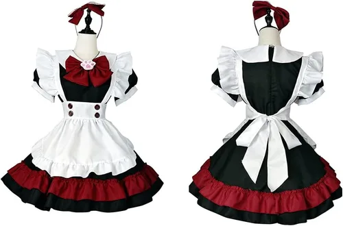 Vista 6 de Disfraz de sirvienta de vampiro para cosplay, traje gótico de Little Devil, para café, Halloween, conjunto completo