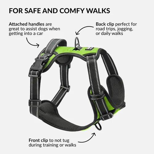 Vista 2 de CollarDirect Arnés reflectante sin tirones para perro, con asa y clip frontal, chaleco acolchado suave ajustable para perros pequeños a grandes